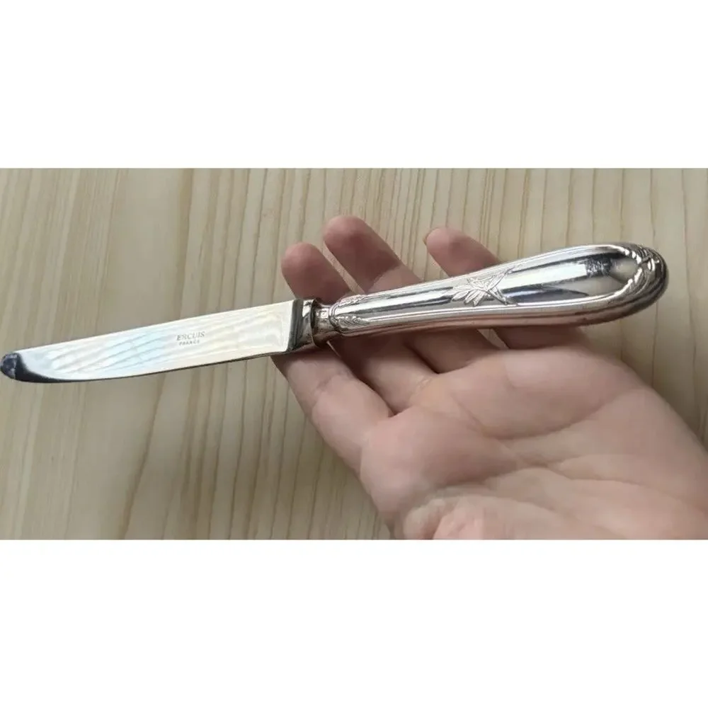 Ercuis France Lauriers Dinner Knife 8.5” Silver Plate Flatware Replacement VTG
